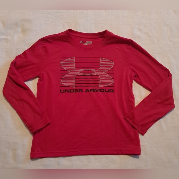Under Armour boys size XS red long sleeve heat gear shirt VGUC - Picture 1 of 4